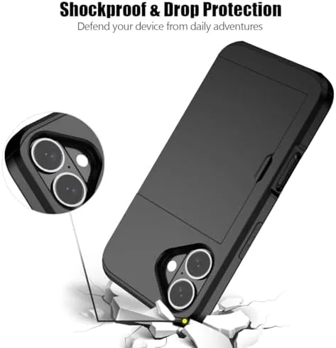 Another view of the Nvollnoe for iPhone 16 Case with Card Holder Black |