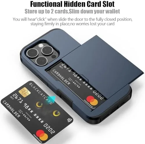 Close look at the Nvollnoe for iPhone 16 Pro Case with Card Holder Blue build quality