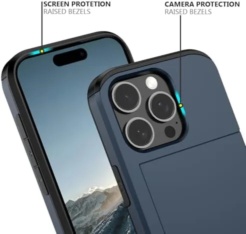The Nvollnoe for iPhone 16 Pro Case with Card Holder Blue in real use