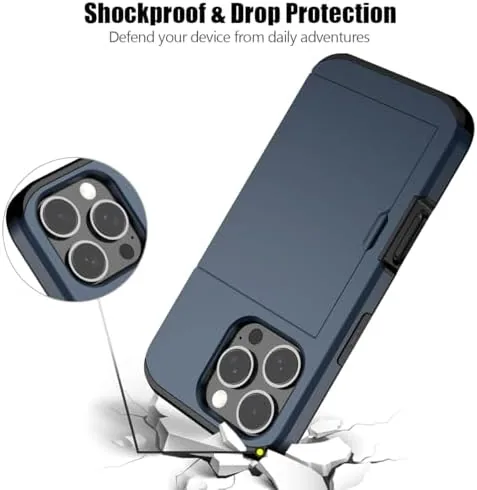 Another view of the Nvollnoe for iPhone 16 Pro Case with Card Holder Blue
