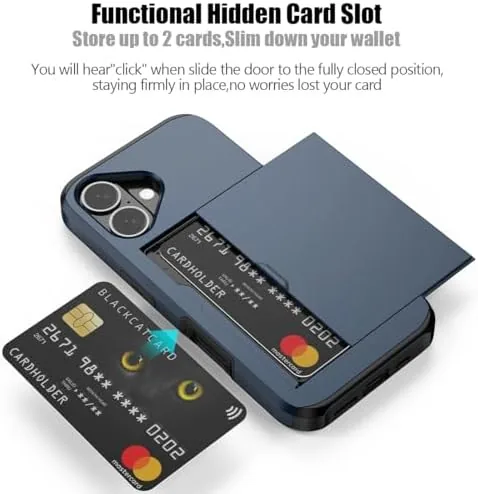 Close look at the Nvollnoe for iPhone 16 Case with Card Holder Blue | build quality