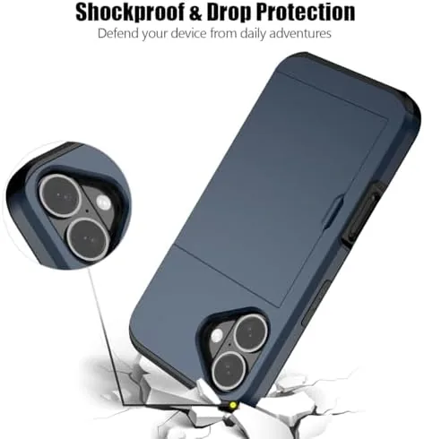 Another view of the Nvollnoe for iPhone 16 Case with Card Holder Blue |