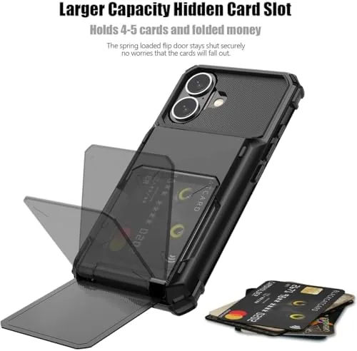 Close look at the Nvollnoe for iPhone 16 Case with Card Holder[Store 5 Cards] build quality