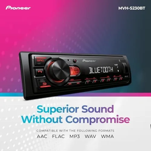 Another view of the Pioneer MVH-S230BT 1-Din Car Stereo with Bluetooth, USB, AM/FM Radio