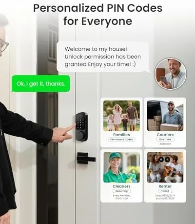 The B200 next to a basic keypad lock and a premium Wi-Fi smart lock