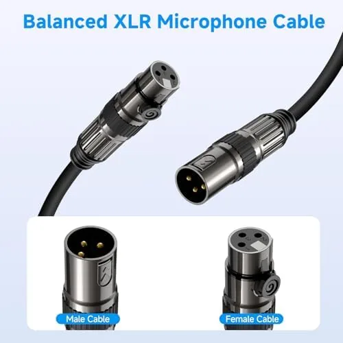 Another view of the XLR Microphone Cables, 1 Pack 3 Feet Oxygen-Free Copper 3-Pin