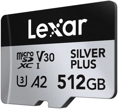 The Lexar 512GB Silver Plus Micro SD Card, 205MB/s Read, 4K in real use