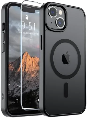 The black SUPFINE case fitted on an iPhone showing the translucent back