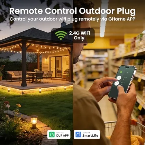 Another view of the GHome Smart Outdoor Smart Plug, Smart Home Wi-Fi Outlet with
