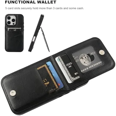 The KIHUWEY for iPhone 16 Pro Wallet Case Card Holder Kickstand in real use
