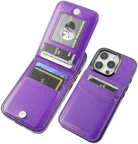 KIHUWEY for iPhone 16 Pro Wallet Case Card Holder Kickstand, Dark Purple | Credit Review: Tested and Rated