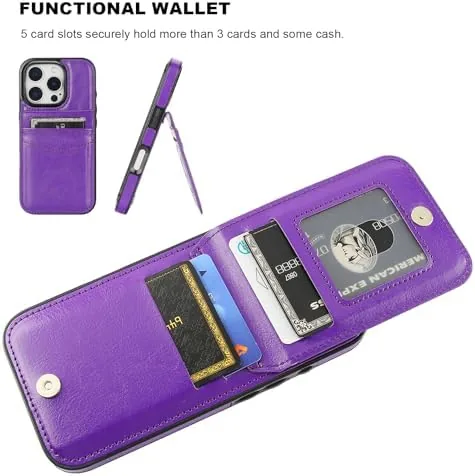The KIHUWEY for iPhone 16 Pro Wallet Case Card Holder Kickstand in real use