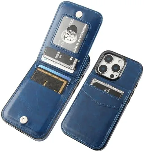KIHUWEY for iPhone 16 Pro Wallet Case Card Holder Kickstand, Blue | Credit Card Review: Tested and Rated