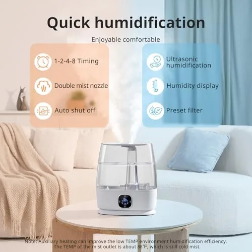 The Humidifiers for Bedroom Home, 6L Cool and Warm Mist Air in real use