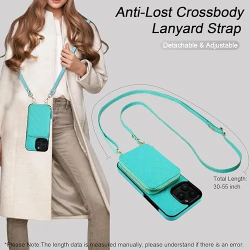 Another view of the Bocasal Crossbody Wallet Case Card Holder for iPhone 16 Pro