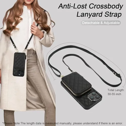 Another view of the Bocasal Crossbody Wallet Case Card Holder for iPhone 16 Pro