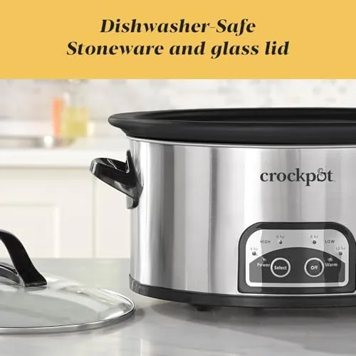 The programmable slow cooker next to a manual dial model