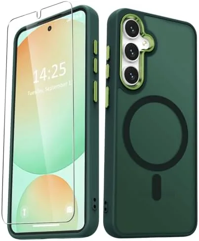 YENAPOON for Samsung Galaxy S24 FE Case, Matte Magnetic Case, Dark Green | Fit Review: Tested and Rated
