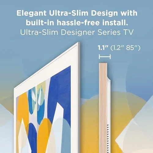 The television in art mode showing a painting on the gallery display