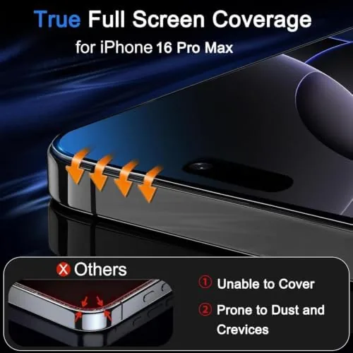 Close look at the Ferilinso 3 Pack Screen Protector for iPhone 16 Pro Max build quality