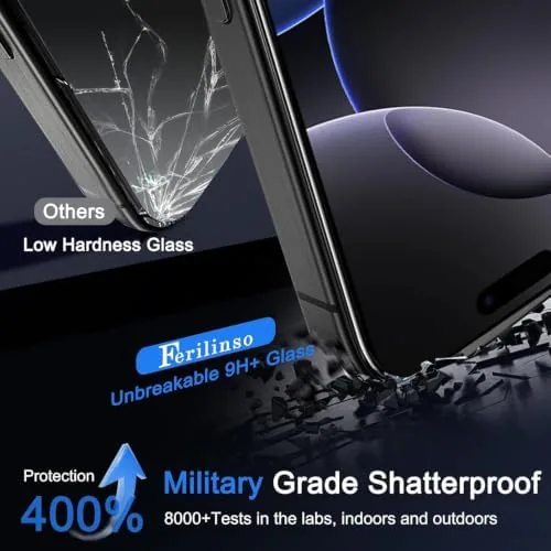 The Ferilinso 3 Pack Screen Protector for iPhone 16 Pro Max in real use