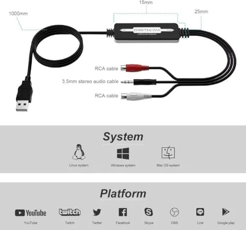 Another view of the USB 2.0 Audio Capture Card for Vinyl Records, Audio Grabber