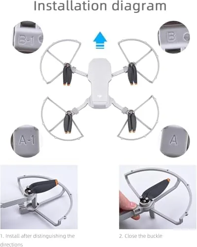 The propeller kit next to a spare blade set and a protective cage