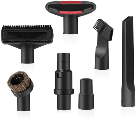 The LANMU attachment kit laid out with all its nozzles and brushes