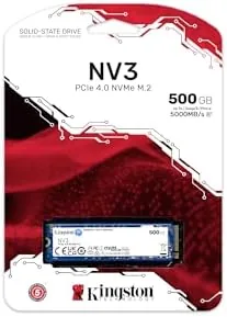 Detail shot of the Kingston NV3 500GB M.2 2280 NVMe SSD | PCIe 4.0 features