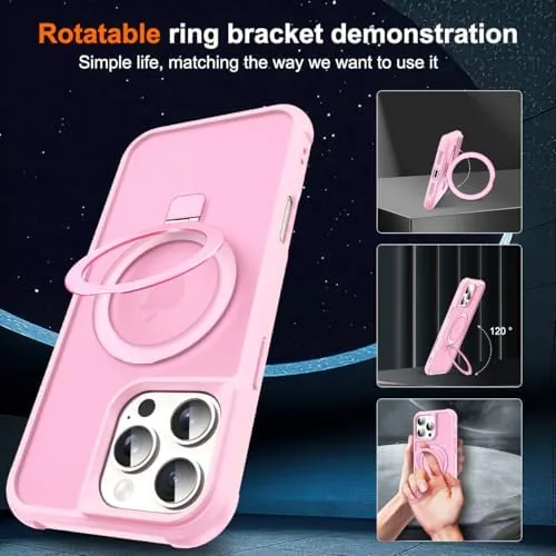 Close look at the SKYLMW Compatible with iPhone 16 Pro Case with Stand,Pink | build quality