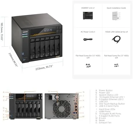 Detail shot of the Asustor Lockerstor 6 Gen3 AS6806T 6 Bay NAS, AMD Ryzen features