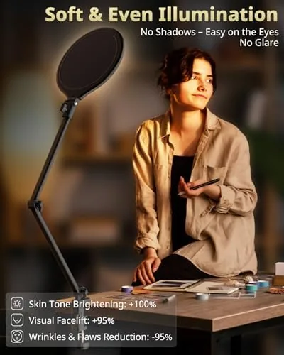 Close look at the UBeesize 10" Key Light for Streaming, Desk Ring Light with build quality