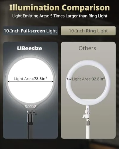 Another view of the UBeesize 10" Key Light for Streaming, Desk Ring Light with