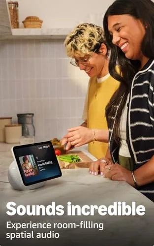 Video call in progress on the Echo Show 8 with the user centered by auto framing