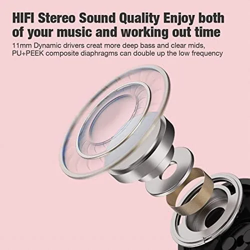 Close look at the Boean Bluetooth Headphones, Wireless Earbuds with 16 Hours Bluetooth 5.3 build quality