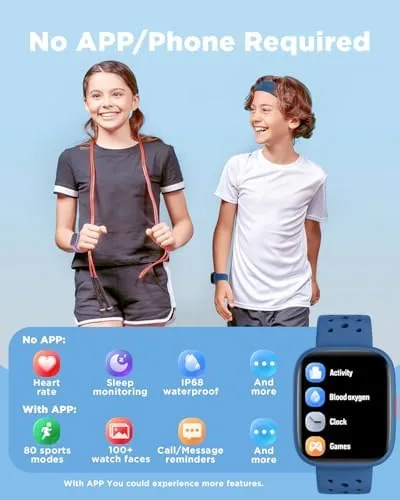 Close look at the BIGGERFIVE Kids Smart Watch No Phone Needed, 1.8" Fitness Tracker build quality