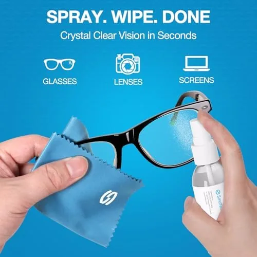 Close look at the SmoTecQ Glasses Cleaner Kit , Alcohol-Free, Plant-Based Spray + Ultra-Soft build quality