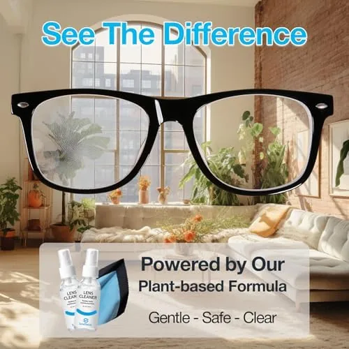 The SmoTecQ Glasses Cleaner Kit , Alcohol-Free, Plant-Based Spray + Ultra-Soft compared in context