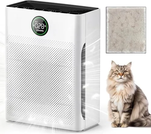 MOOKA PR1 air purifier standing in a bright living room