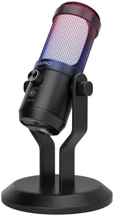 Overview of the JARO USB Condenser Microphone with Mute Noise Cancelation RGB for