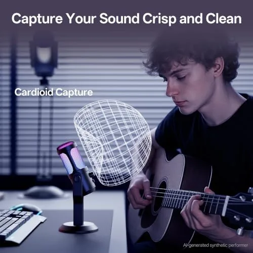 The JARO USB Condenser Microphone with Mute Noise Cancelation RGB for compared in context