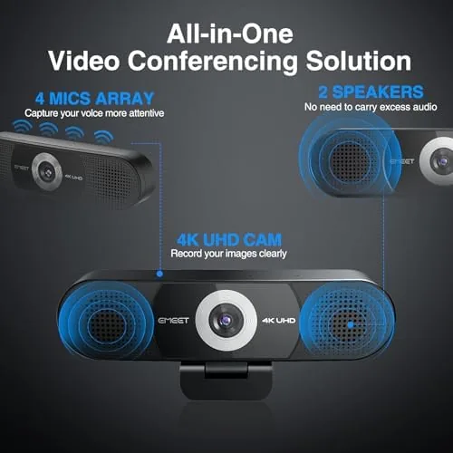 Close look at the EMEET C980 PRO 3-in-1 4K Webcam with Microphone and Speaker build quality