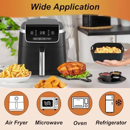 Another view of the BYKITCHEN 8.5in Square Reusable Silicone Air Fryer Liners for 4.5