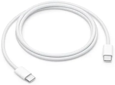 Apple woven cable coiled in a travel bag with a power bank