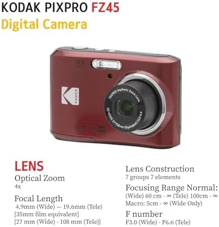The KODAK PIXPRO FZ45 16MP Digital Camera with 4X Optical Zoom compared in context