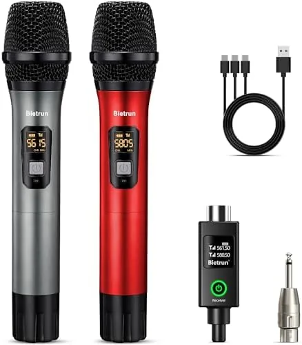 Bietrun XLR Wireless Microphone, UHF Dual Handheld Dynamic Metal Mic Set with Rechargeable Receiver Review: Tested and Rated