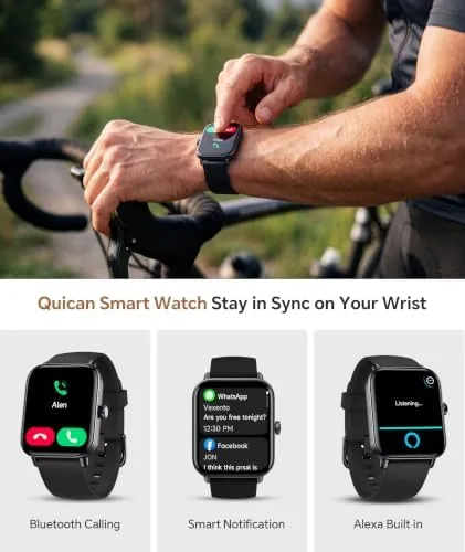 Close look at the Quican Smart Watches for Women/Men, 2 Bands, Compatible for Android build quality