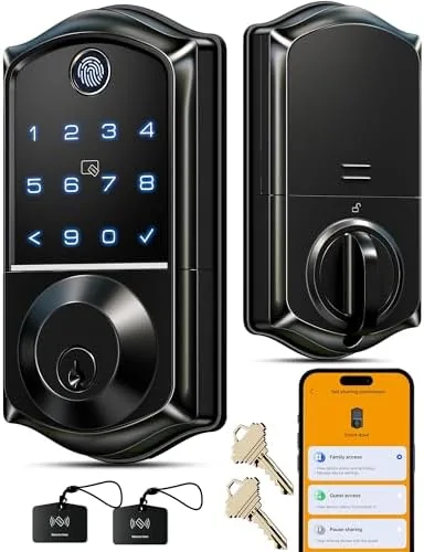 Veise VE017 fingerprint smart door lock installed on a front door