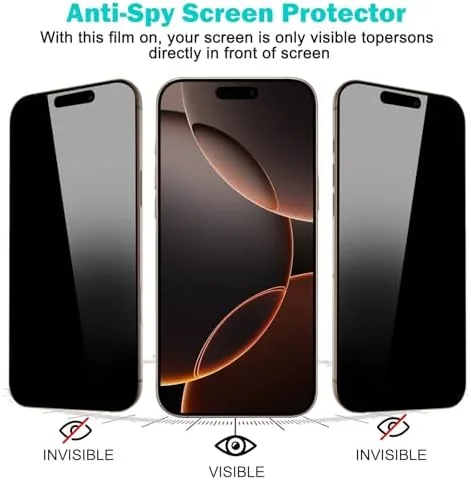 The PEHAEL for iPhone 16 Pro Max Privacy Screen Protector+Camera Lens in real use