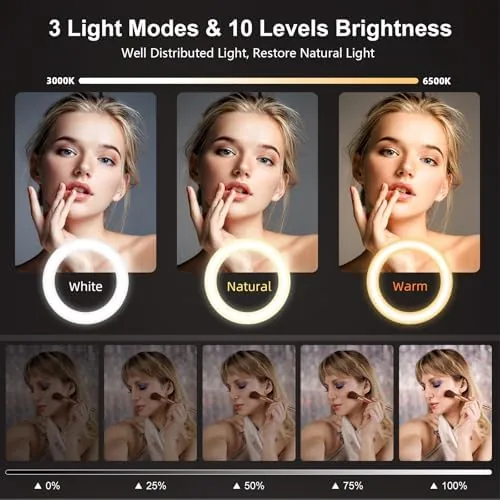 The 10'' Desk Ring Light with Stand ,  Zoom Lighting with in real use